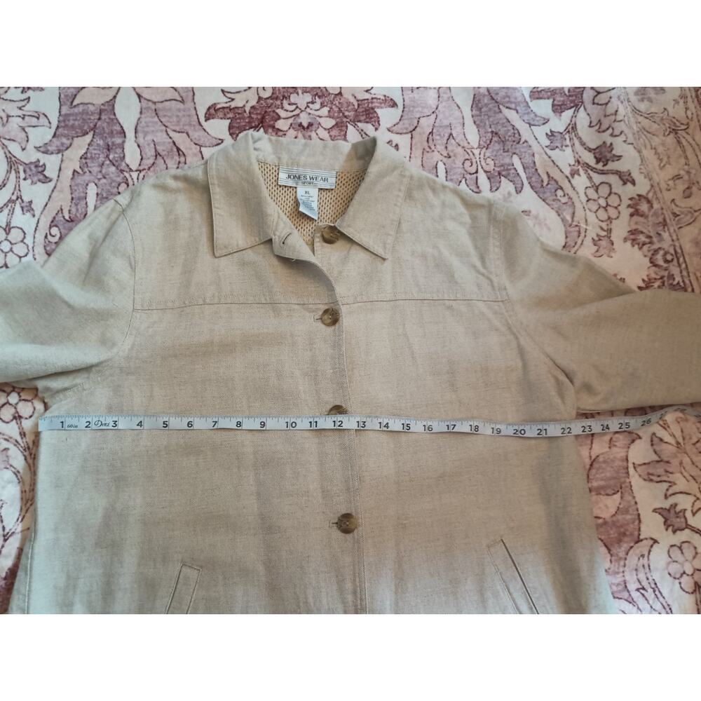 Vtg Jones Wear Womens Linen Chore Jacket XL Beige Minimalist Lagom Coastal - Picture 9 of 9